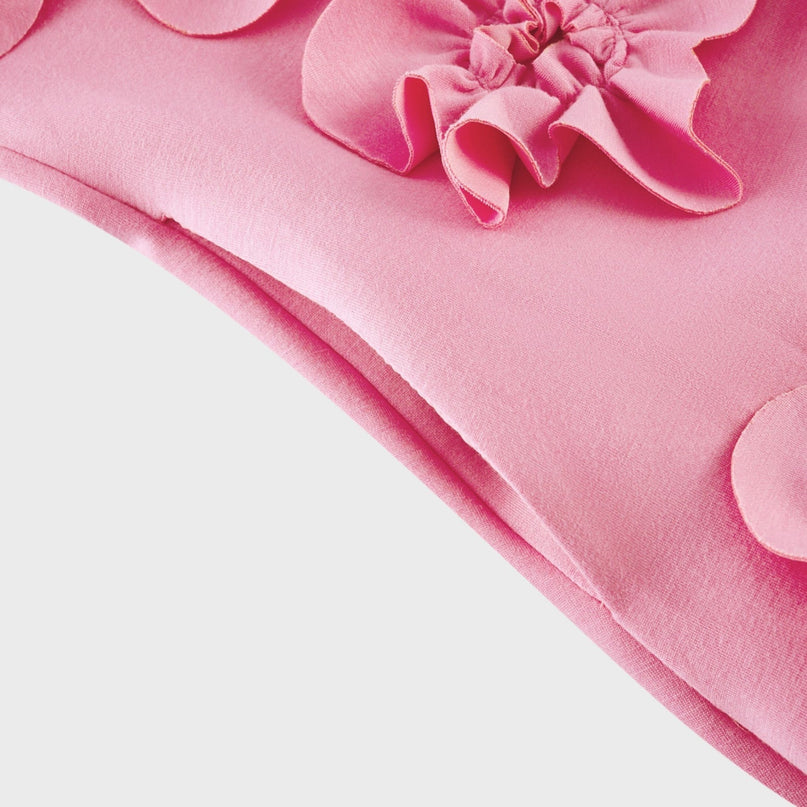 Lola Pink Maxi Dress with Faux-Flower Embellishment and Bow-Tie Neckline