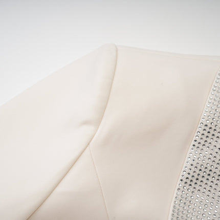 Lola White Crystal Embellished V-neck Coat