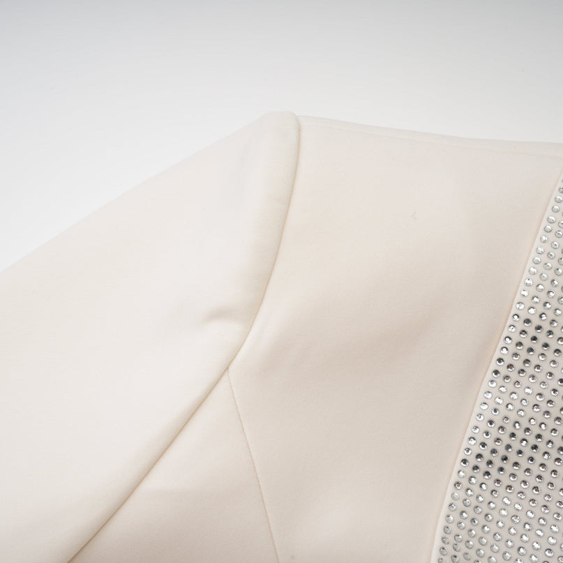Lola White Crystal Embellished V-neck Coat