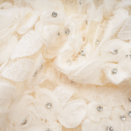 London White Floral Appliqué Crystal Embellished Jacket