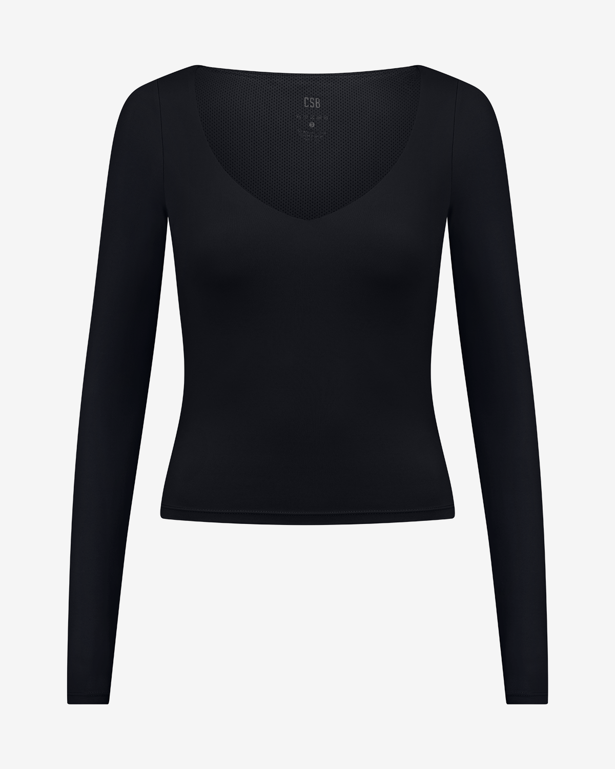 Long sleeve v - neck ribbed knit top with wrap detail - Black