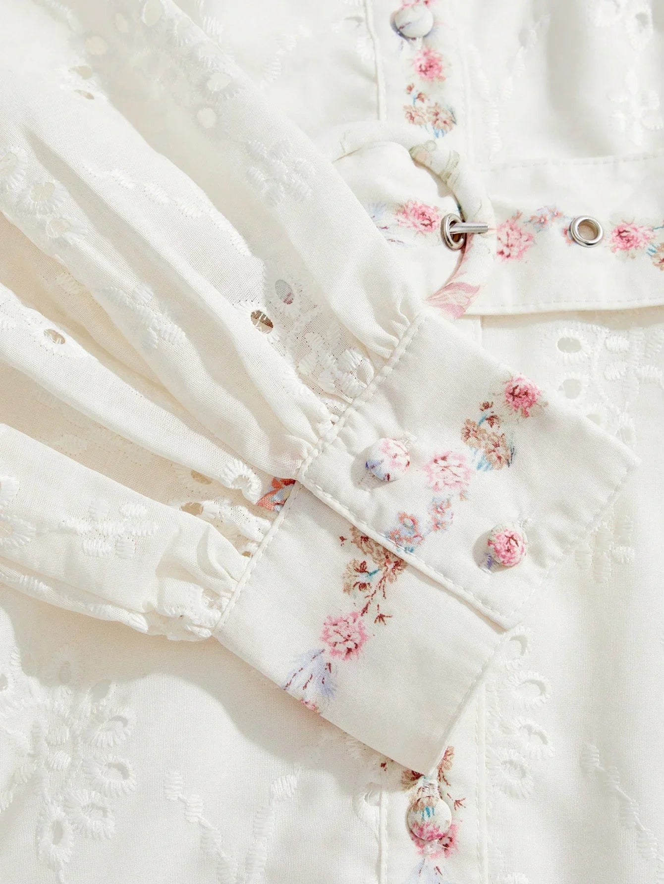 Loose French Button Down Balloon Sleeve Turndown Collar Belted Floral Print Maxi Dress Spring