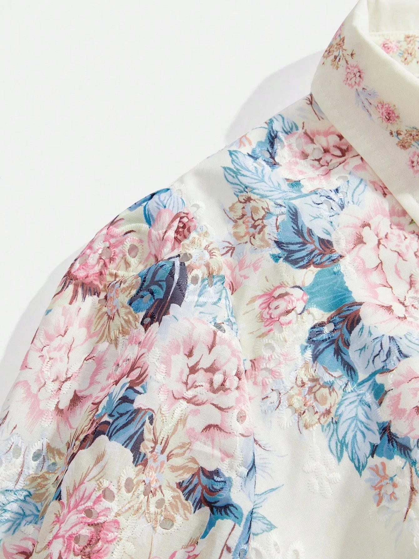 Loose French Button Down Balloon Sleeve Turndown Collar Belted Floral Print Maxi Dress Spring