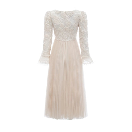 Lorelai White Floral Appliqué Midi Dress
