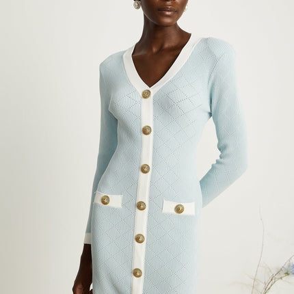 Lorelei Blue Knitted Mini Dress Check