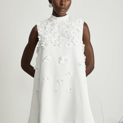Lorenza White Crystal Embellished Mini Dress
