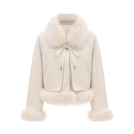 Lorenzina Coat Off Fox Fur Padded in Off White