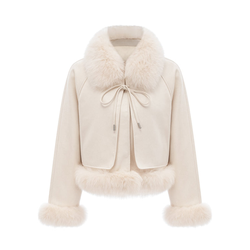 Lorenzina Coat Off Fox Fur Padded in Off White