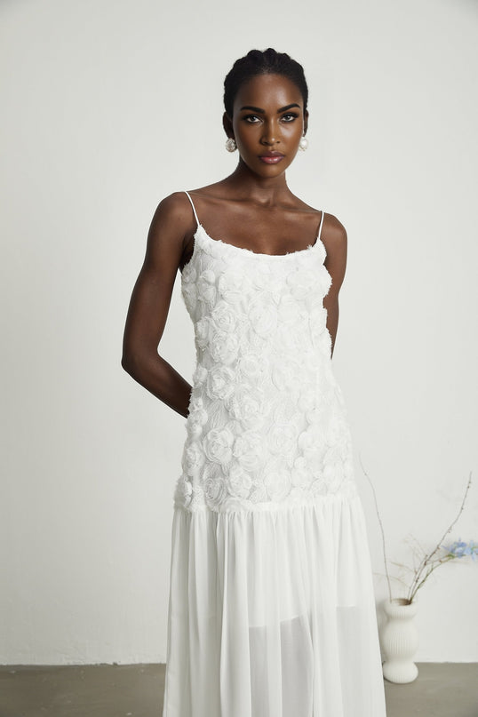 Lorina floralappliqué panelled maxi dress