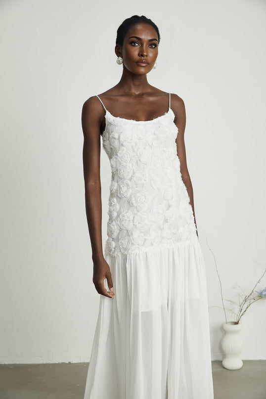 Lorina floralappliqué panelled maxi dress