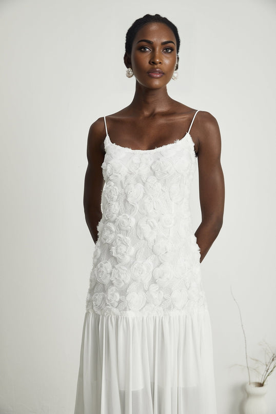 Lorina floralappliqué panelled maxi dress