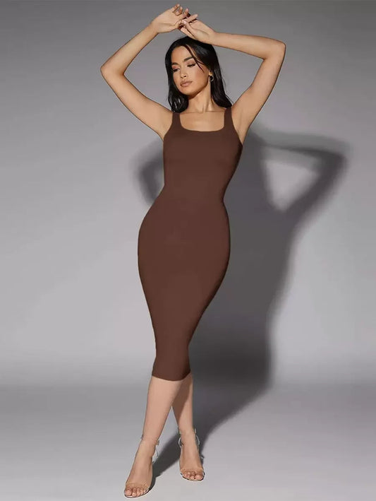 Low Back Solid Tank Dress Tube DressSummer Dresses For Women