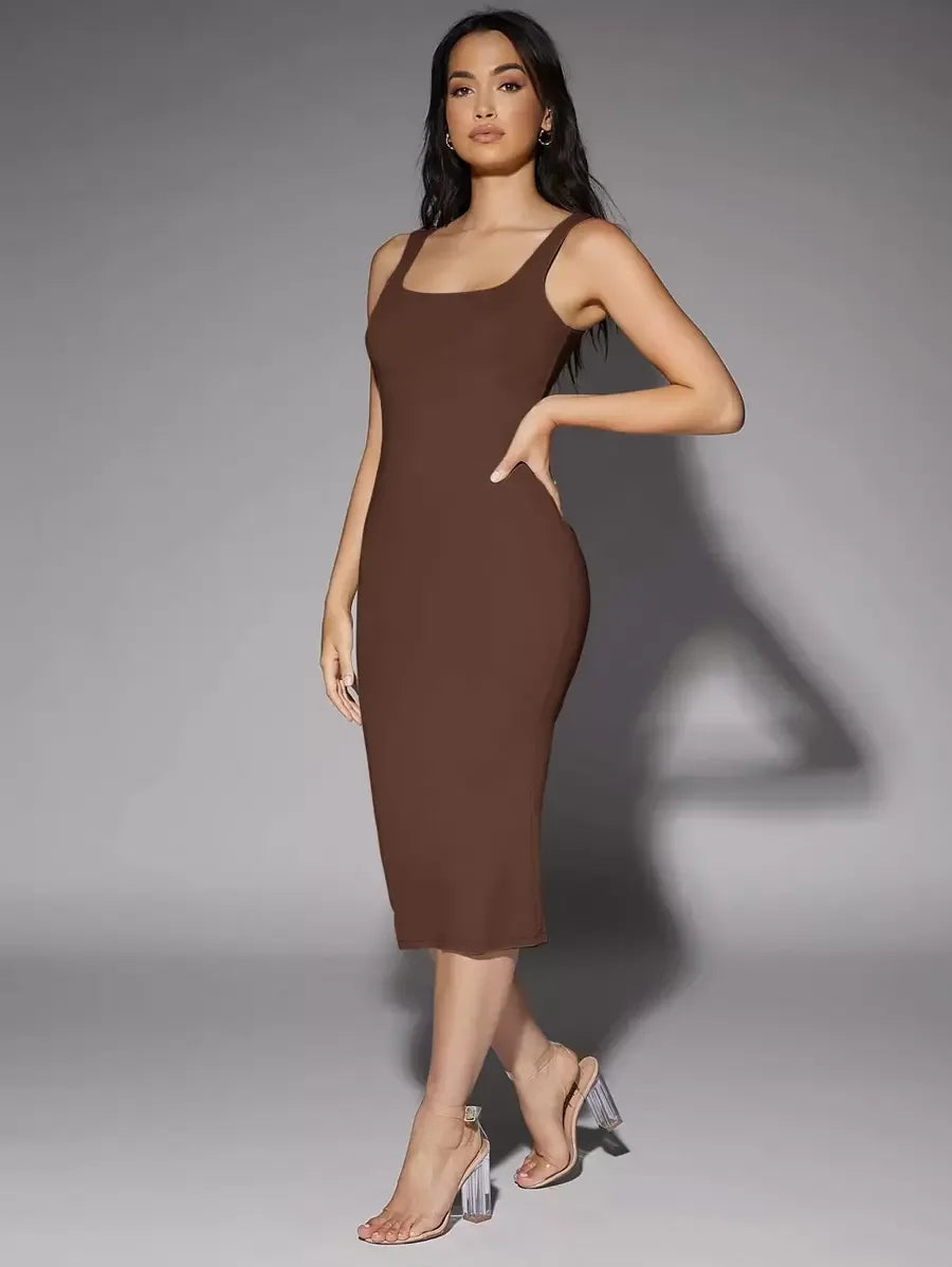 Low Back Solid Tank Dress Tube DressSummer Dresses For Women
