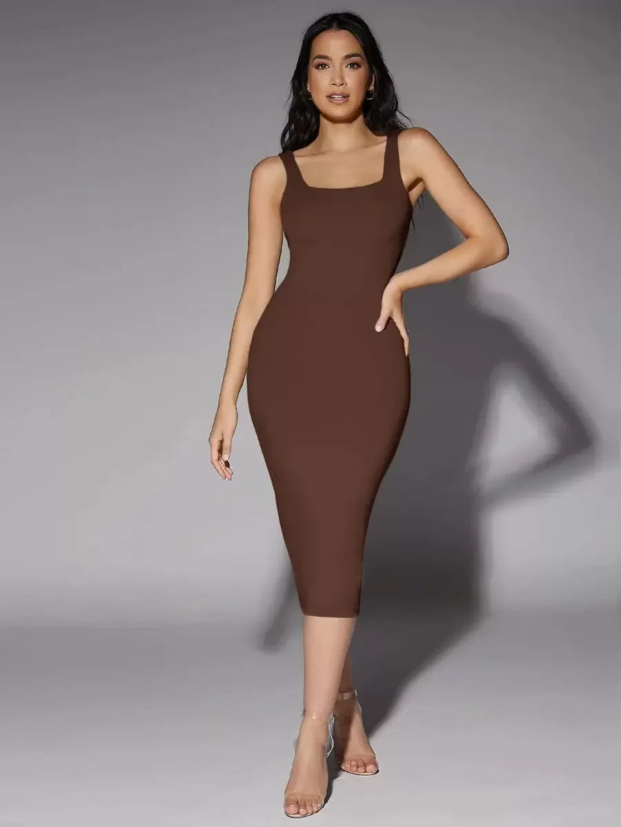Low Back Solid Tank Dress Tube DressSummer Dresses For Women
