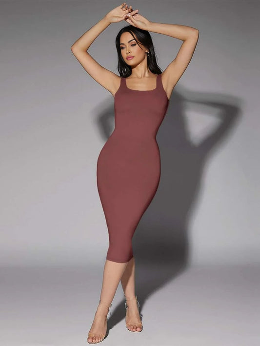 Low Back Solid Tank DressTea Party DressSummer Dresses For Women