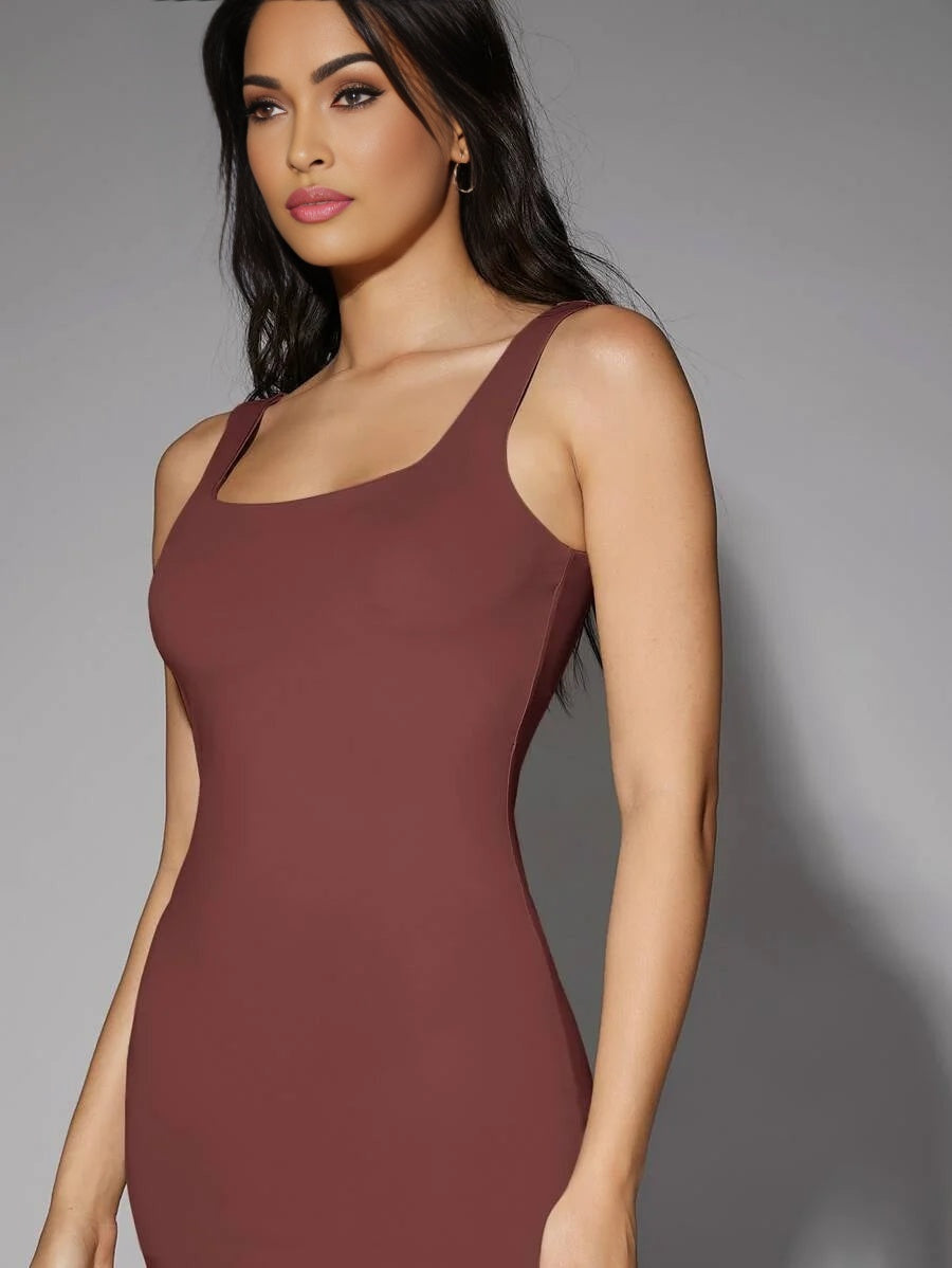 Low Back Solid Tank DressTea Party DressSummer Dresses For Women