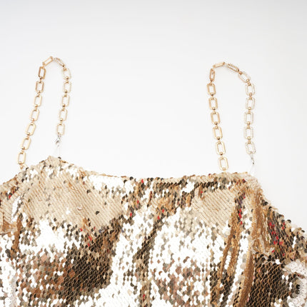 Lucia Gold Reversible Sequin Mini Dress 100 Percent Polyester Spaghetti Straps Rear Zip Fastening
