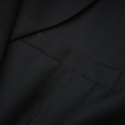 Luciana Black Wool Double-Breasted Blazer Notched Lapels Shoulder Pads Cinched Waist Front Button Fastening 100% Wool