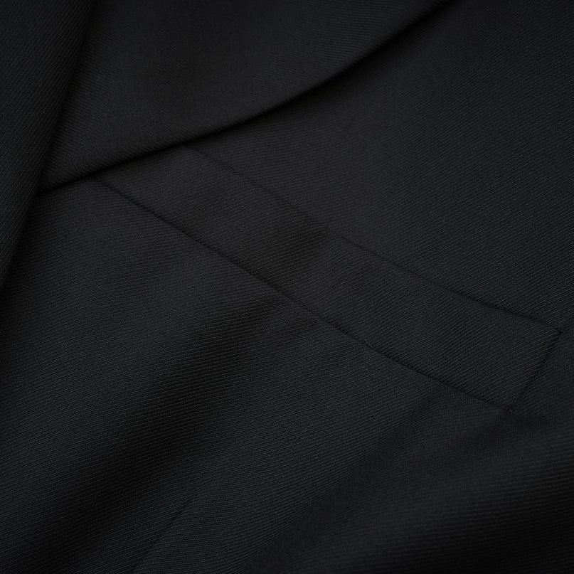 Luciana Black Wool Double-Breasted Blazer Notched Lapels Shoulder Pads Cinched Waist Front Button Fastening 100% Wool