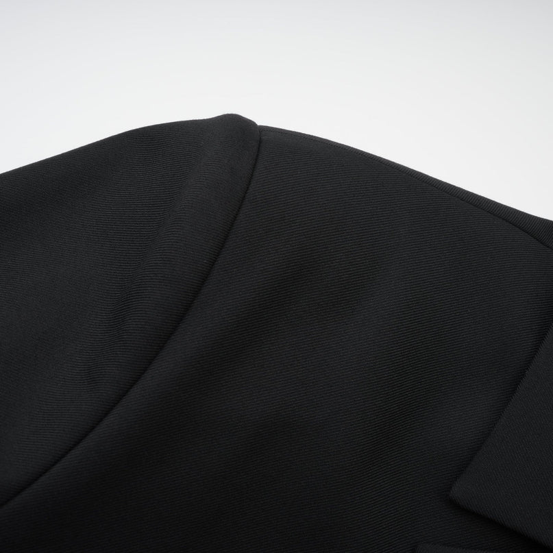 Luciana Black Wool Double-Breasted Blazer Notched Lapels Shoulder Pads Cinched Waist Front Button Fastening 100% Wool