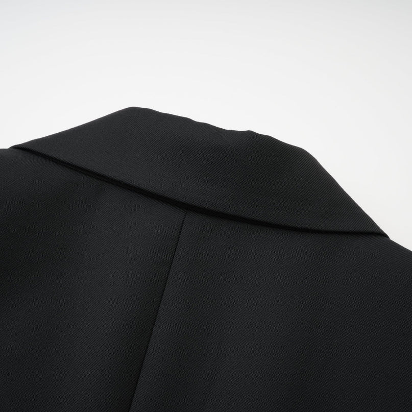 Luciana Black Wool Double-Breasted Blazer Notched Lapels Shoulder Pads Cinched Waist Front Button Fastening 100% Wool