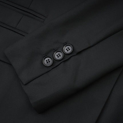 Luciana Black Wool Double-Breasted Blazer Notched Lapels Shoulder Pads Cinched Waist Front Button Fastening 100% Wool