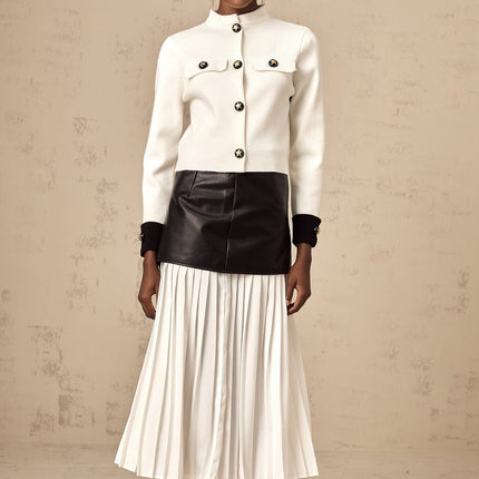 Luciana White Knit Star Motif Cropped Jacket