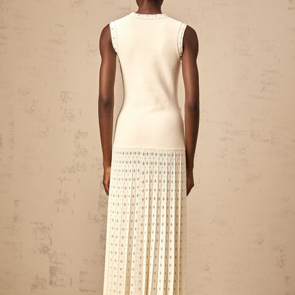 Luciana White Faux Pearl Embellished Maxi Dress