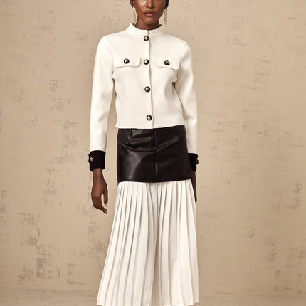 Luciana White Star Motif Cropped Jacket
