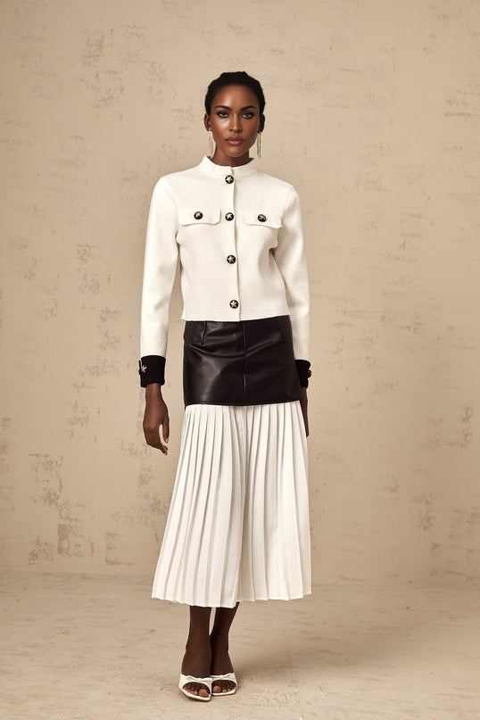 Luciana White Star Motif Cropped Jacket