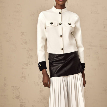 Luciana White Star Motif Cropped Jacket