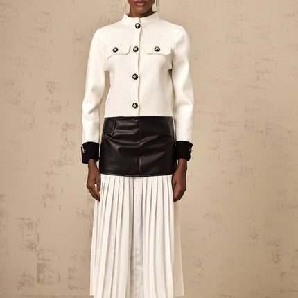 Luciana White Star Motif Cropped Knit Jacket