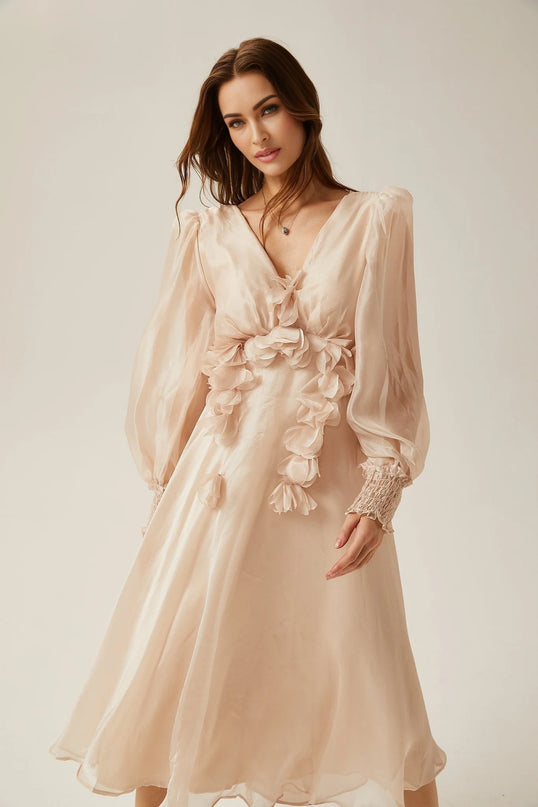 Lucie fauxfloral embellished midi dress