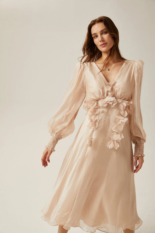 Lucie fauxfloral embellished midi dress