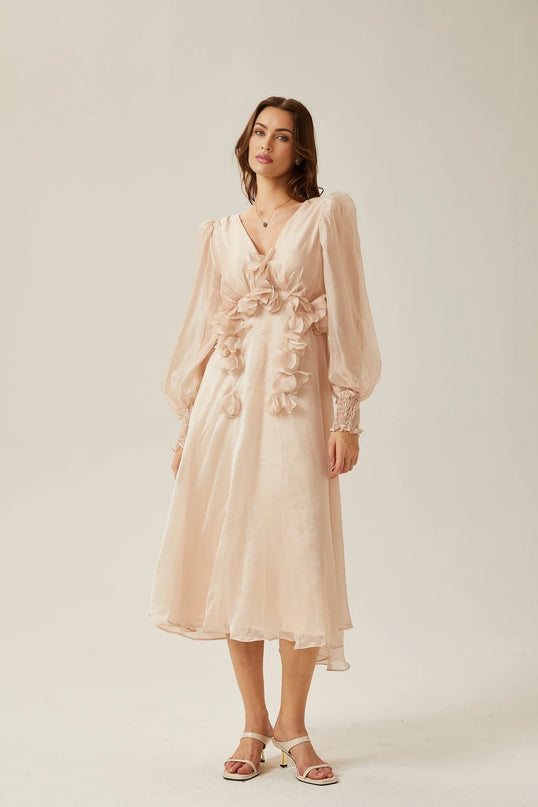 Lucie fauxfloral embellished midi dress