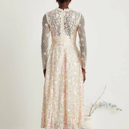 Lucie floral embroidered tulle midi dress