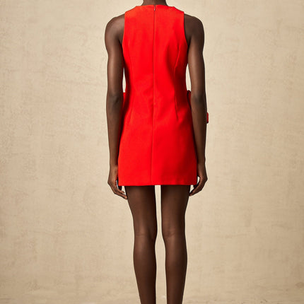 Lucille Red Bowknot Mini Dress Terylene Fiber