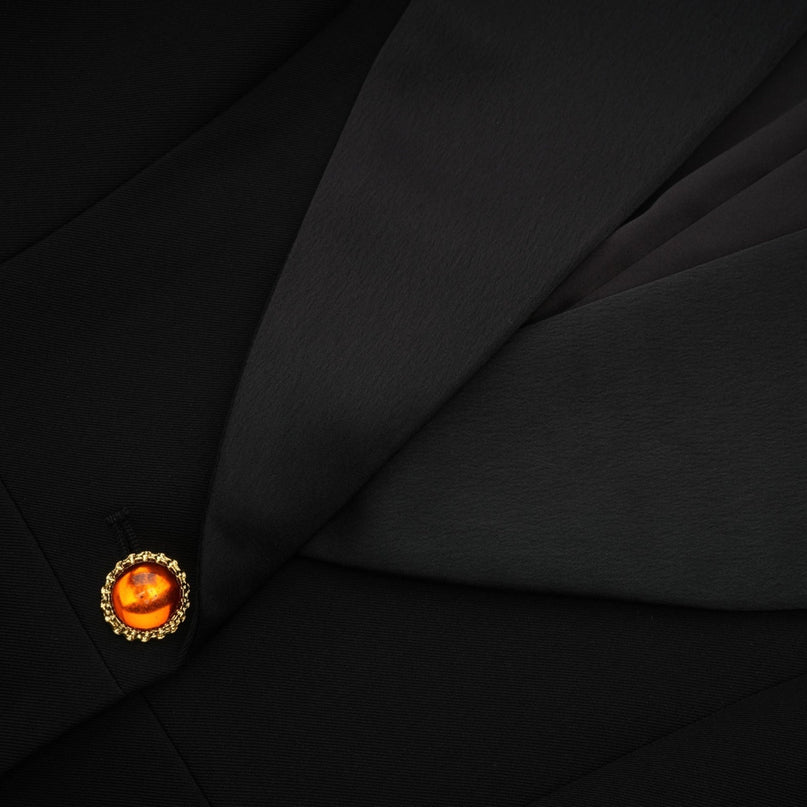 Lucrezia Black Blazer Single Breasted Dress with Wide Peak Lapels and Patch Pockets