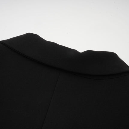 Lucrezia Black Single Breasted Dress with Wide Peak Lapels and Patch Pockets