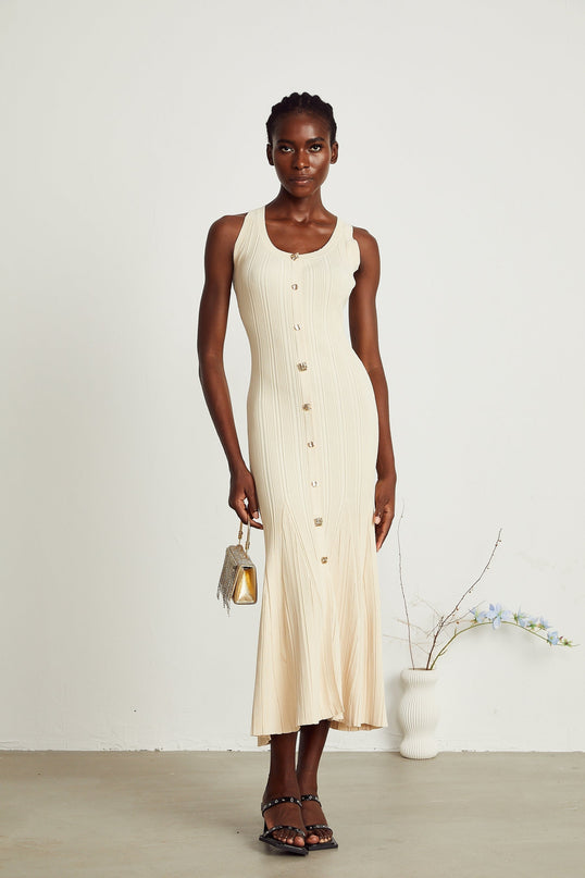 Luigia Midi Dress in Neutrals