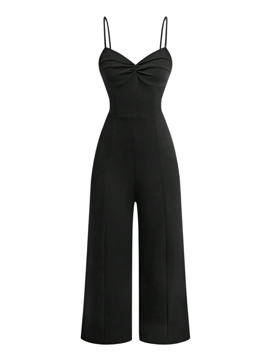 Lunivi Teen Girl Black Sleeveless Jumpsuit VNeck FormFitting Basic Jumpsuit Pants Suitable For