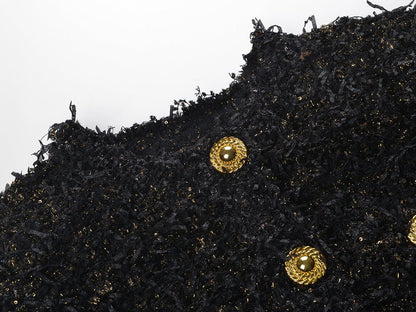 Luxurious Black Tweed Jacket with Gold Buttons - Black