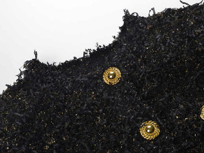 Luxurious Black Tweed Jacket with Gold Buttons - Black