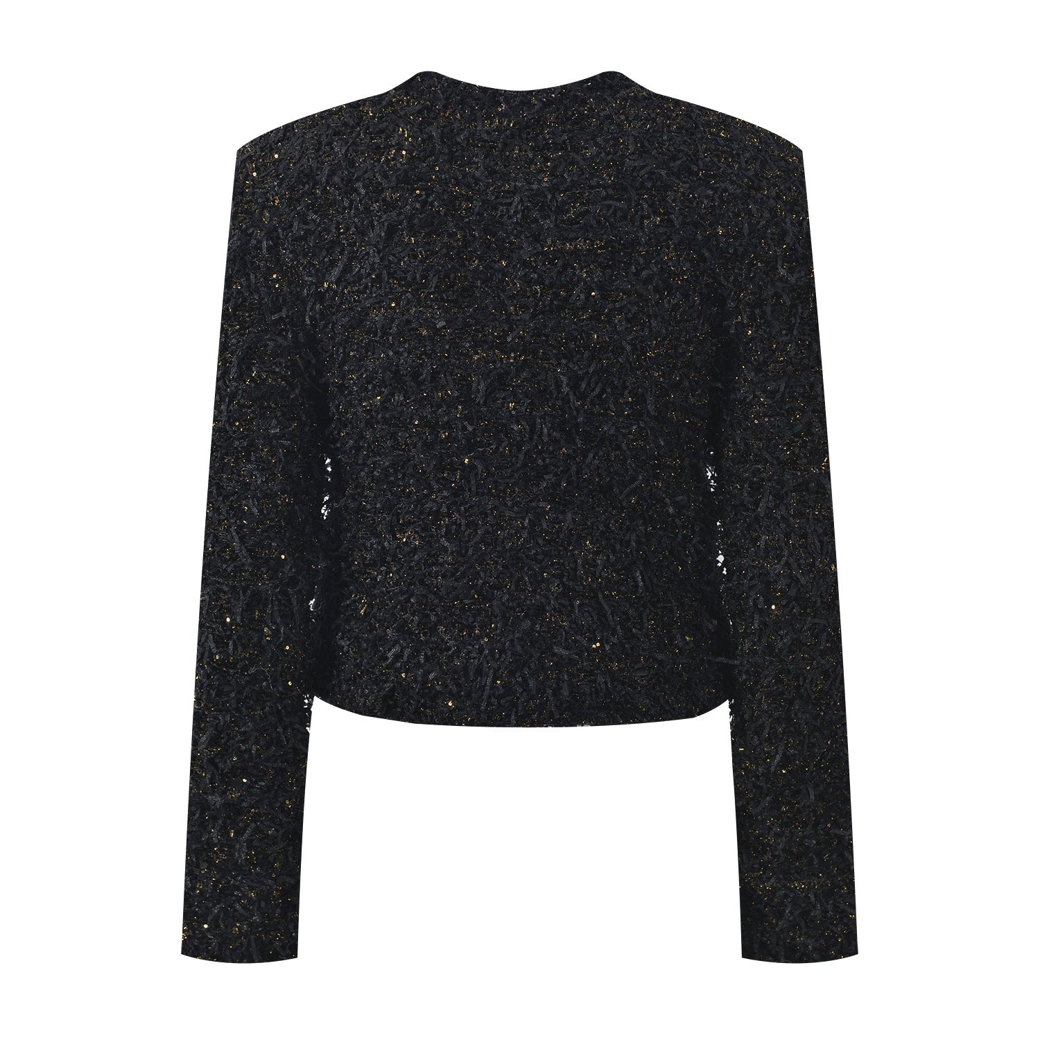 Luxurious Black Tweed Jacket with Gold Buttons - Black