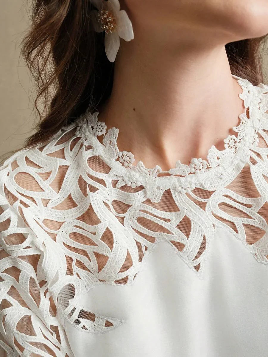 Luxury Lace Trim Side Split Dress Spring Outfits For Women