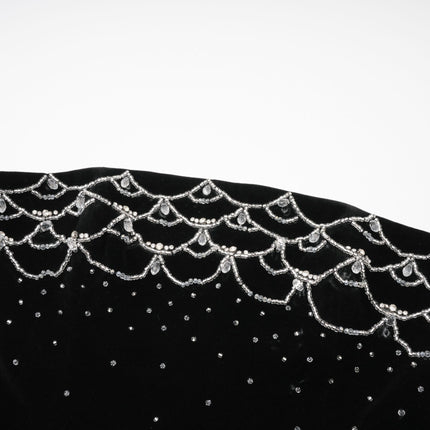 Lylah Black Velvet Crystal Embellished Off-the-Shoulder Mini Dress
