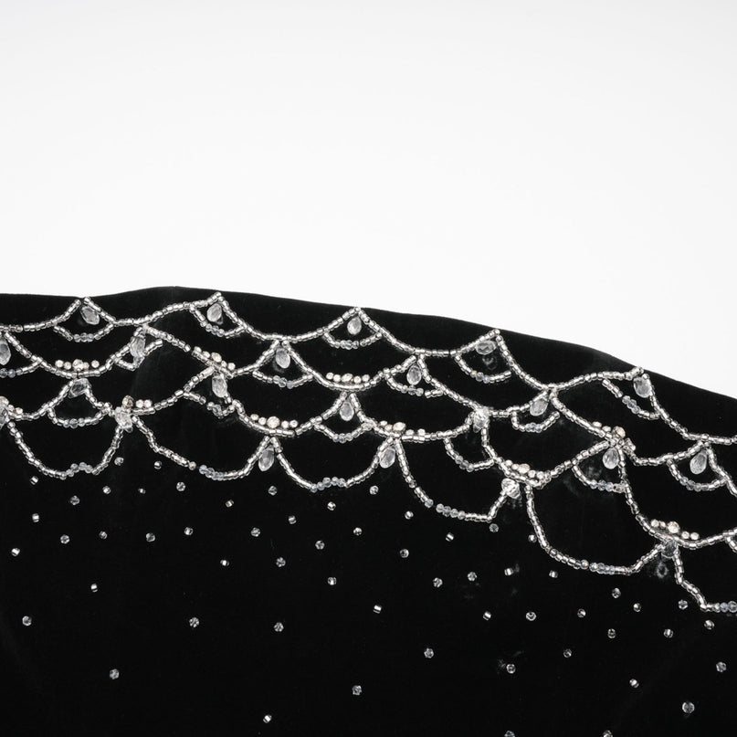 Lylah Black Velvet Crystal Embellished Off-the-Shoulder Mini Dress