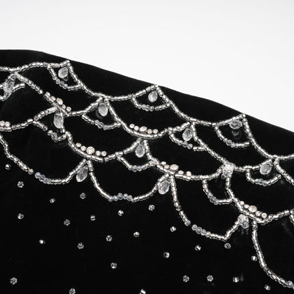 Lylah Black Velvet Crystal Embellished Off-Shoulder Mini Dress