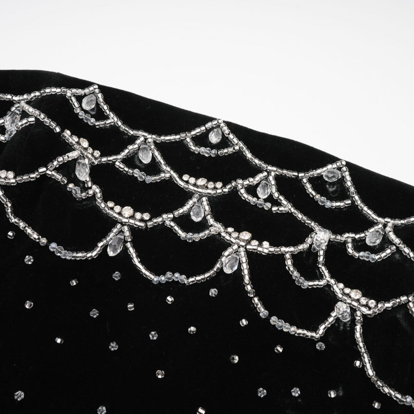 Lylah Black Velvet Crystal Embellished Off-Shoulder Mini Dress