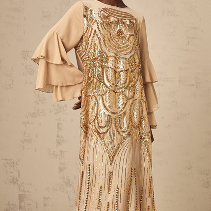 Mackenzie Neutrals Maxi Dress with Sequin Embellishments